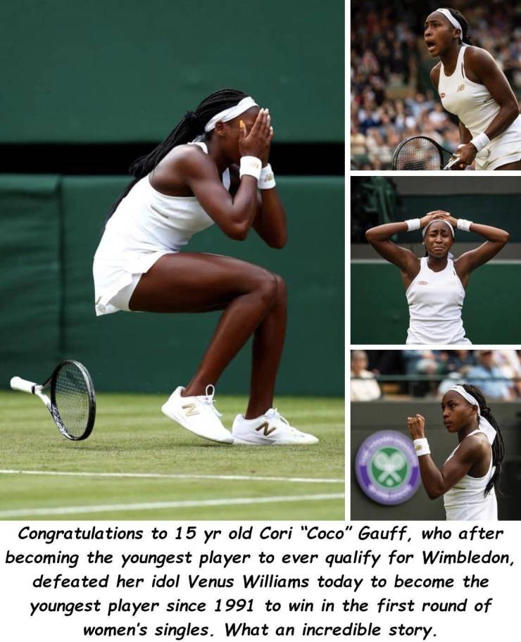 fun photo coco gauff wikipedia - Congratulations to 15 yr old Cori "Coco" Gauff, who after becoming the youngest player to ever qualify for Wimbledon, defeated her idol Venus Williams today to become the youngest player since 1991 to win in the first roun