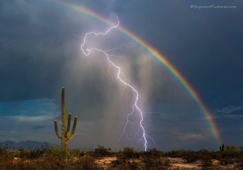lightning and rainbow - Saguaro Pictures.com