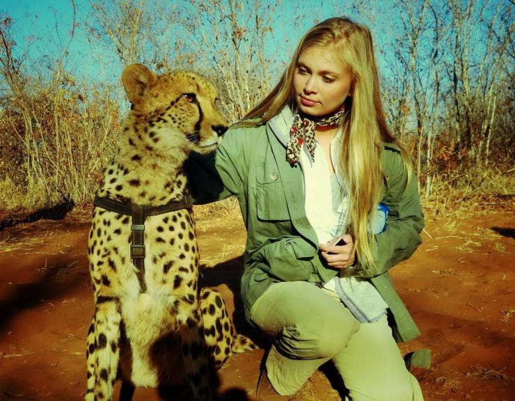 cheetah and woman