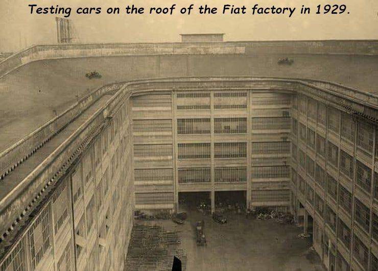 fiat testing cars on roof - Testing cars on the roof of the Fiat factory in 1929. Kare