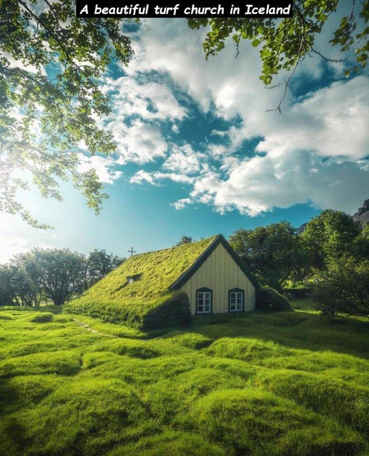 A beautiful turf church in Iceland