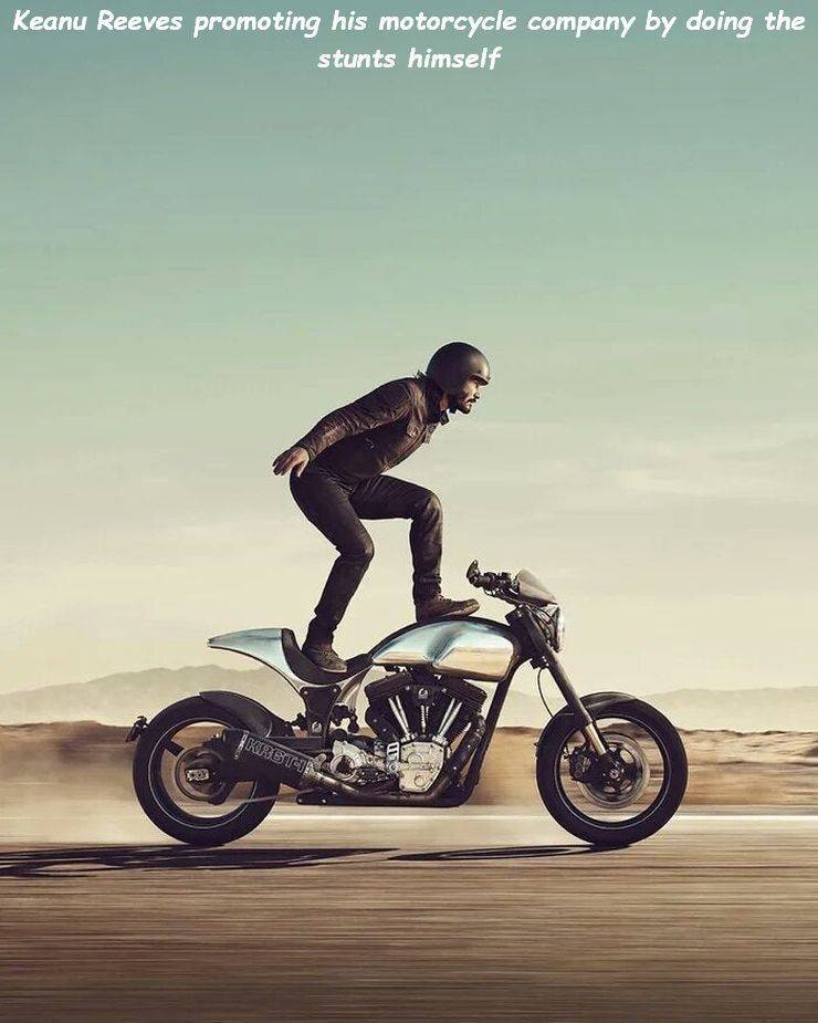 keanu reeves motorcycle - Keanu Reeves promoting his motorcycle company by doing the stunts himself