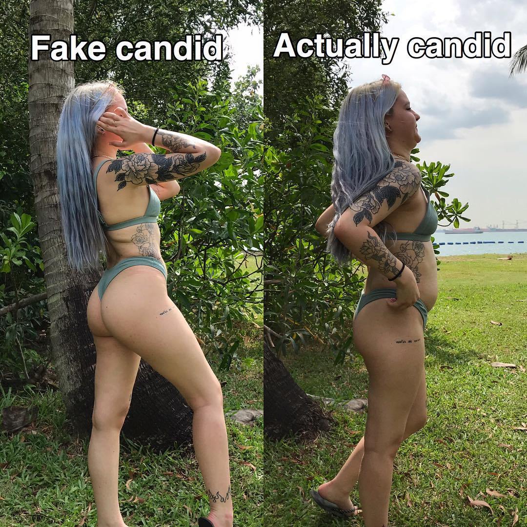 Instagram vs Reality - grass - Fake candid Actually candid