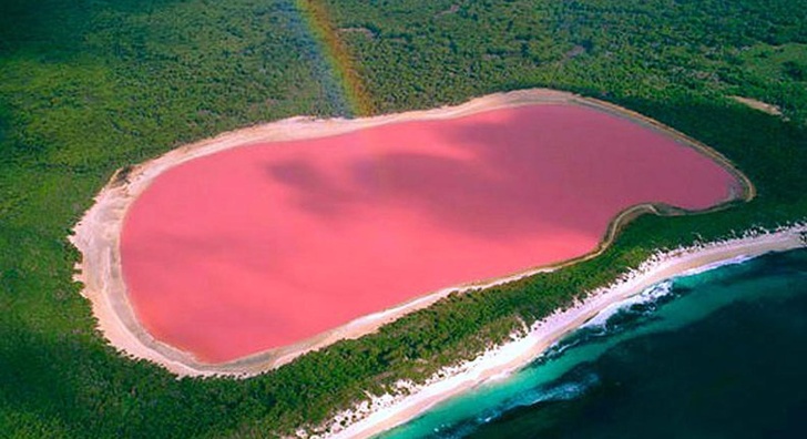A lake in Australia that has a pink hue due to a special bacteria