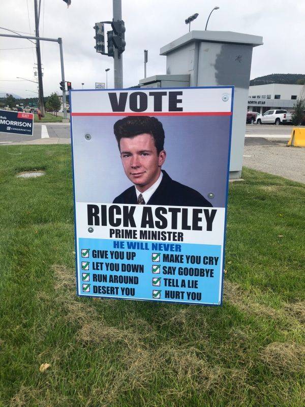 vehicle - Iote Morrison Rick Astley Prime Minister He Will Never Give You Up Make You Cry Let You Down Say Goodbye Run Around Tell A Lie Desert You Hurt You