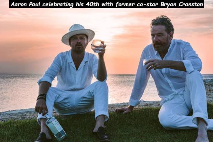 aaron paul bryan cranston birthday - Aaron Paul celebrating his 40th with former costar Bryan Cranston