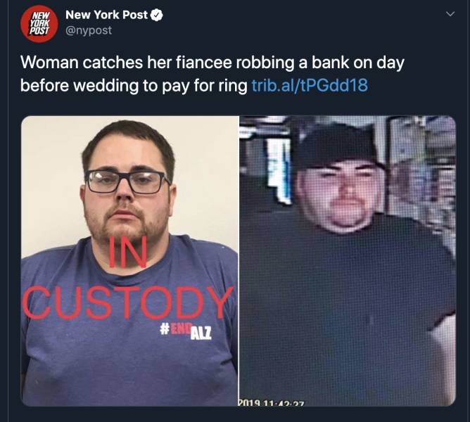 photo caption - New York New York Post Post Woman catches her fiancee robbing a bank on day before wedding to pay for ring trib.altPGdd18 Sin Cistoria b019 11.42.27