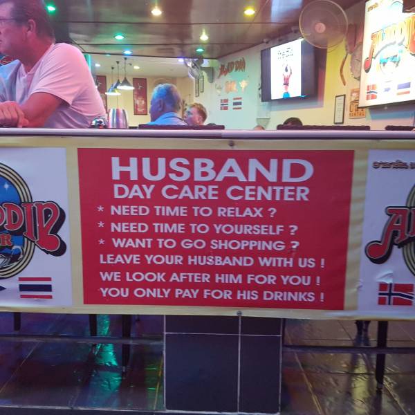 banner - Husband Day Care Center Need Time To Relax ? Need Time To Yourself? Want To Go Shopping ? Leave Your Husband With Us! We Look After Him For You! You Only Pay For His Drinks!