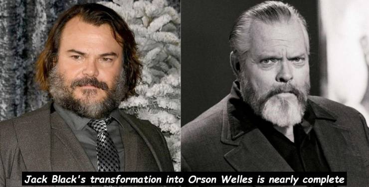 beard - Jack Black's transformation into Orson Welles is nearly complete