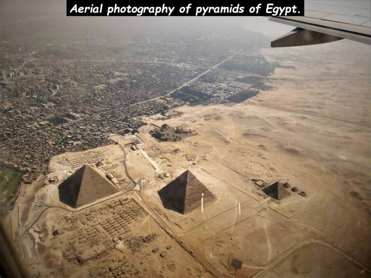 landing in cairo - Aerial photography of pyramids of Egypt.
