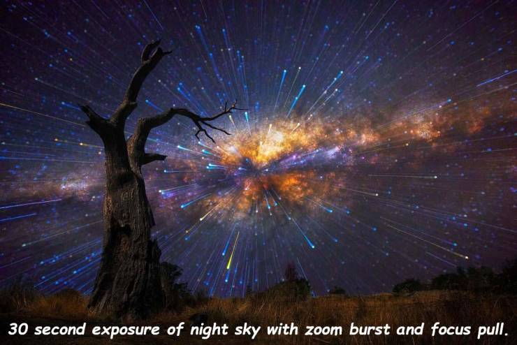 milky way - 30 second exposure of night sky with zoom burst and focus pull.