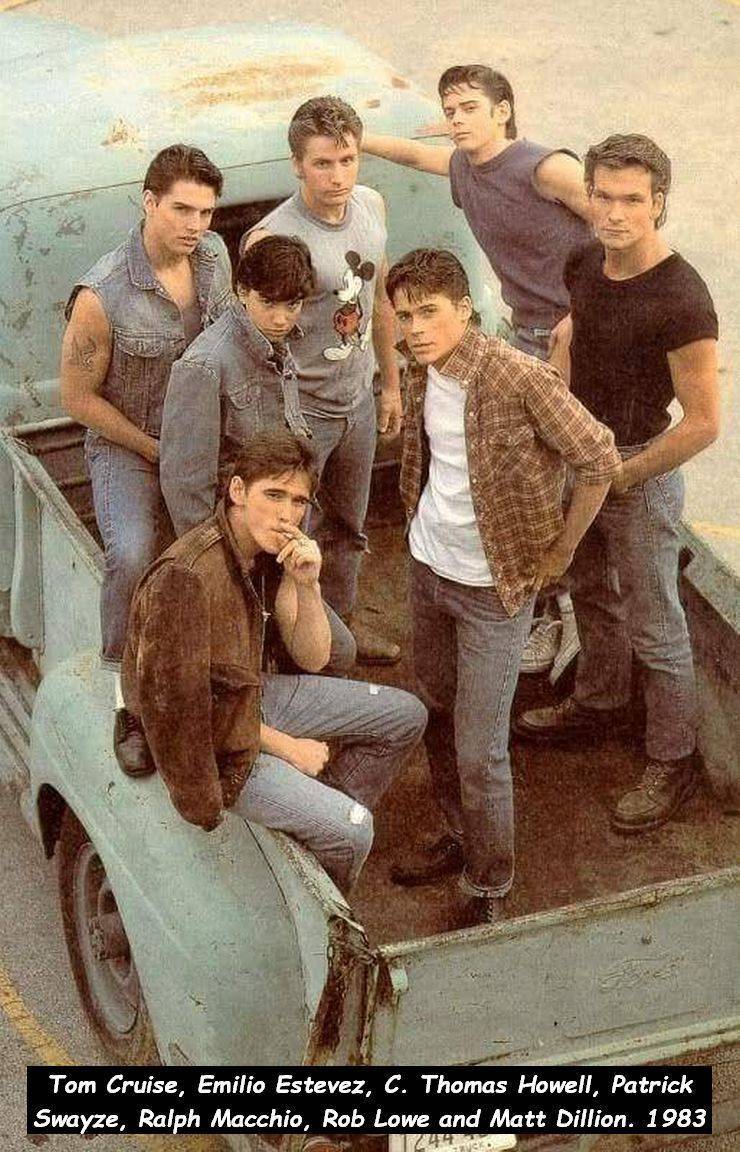 matt damon outsiders - Tom Cruise, Emilio Estevez, C. Thomas Howell, Patrick Swayze, Ralph Macchio, Rob Lowe and Matt Dillion. 1983 1247
