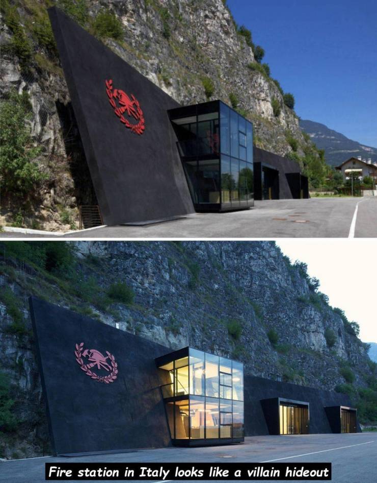 fire station built into mountain - Fire station in Italy looks a villain hideout