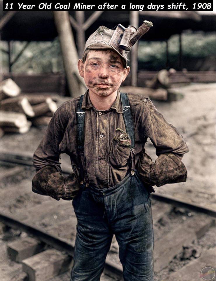 old coal miner - 11 Year Old Coal Miner after a long days shift, 1908