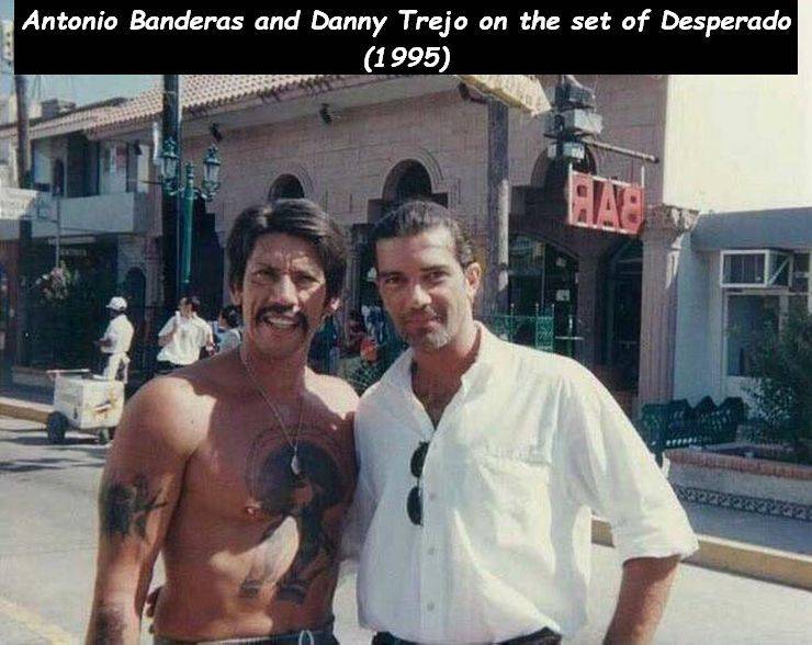 danny trejo and antonio banderas - Antonio Banderas and Danny Trejo on the set of Desperado 1995