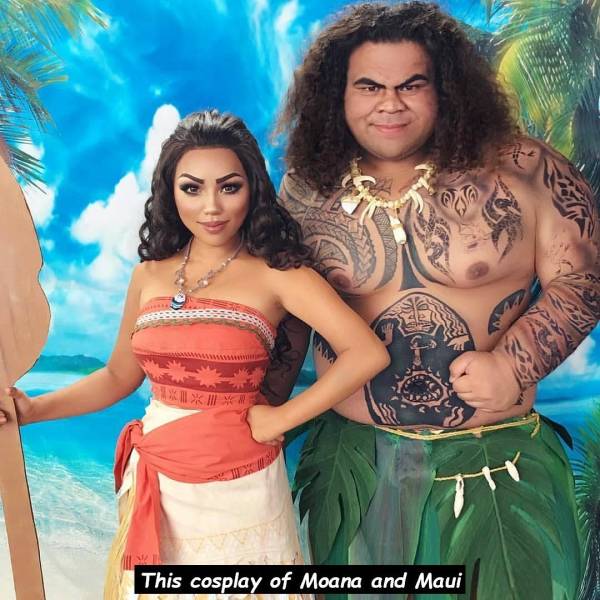 This cosplay of Moana and Maui