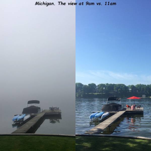 comparison pics that give us perspective - Michigan. The view at 9am vs. 11am