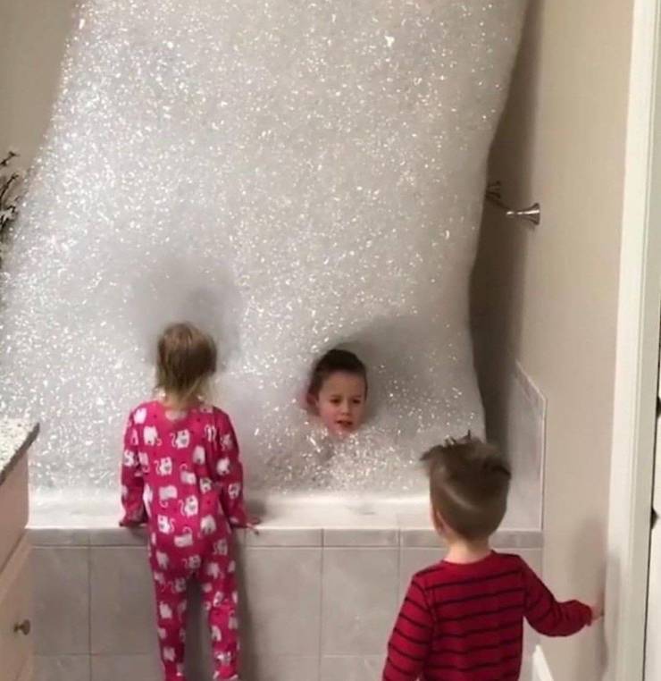 kid in bubble bath work meme