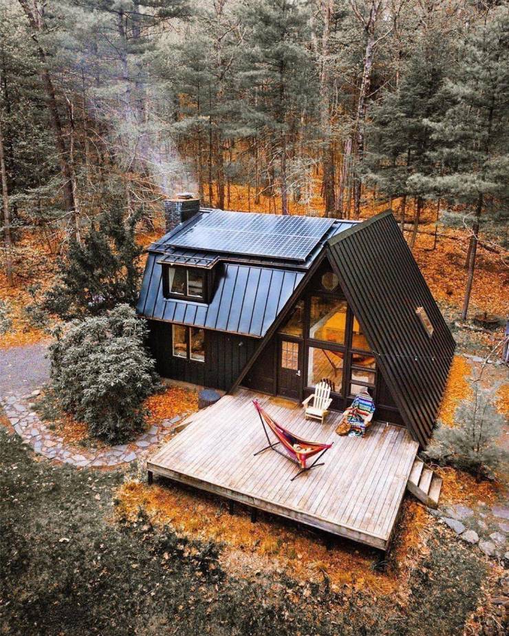 black frame cabin