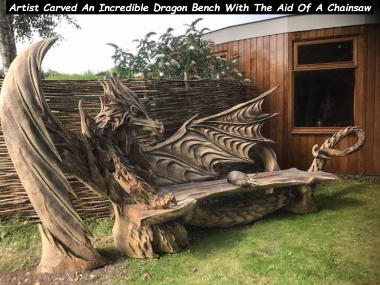 Artist Carved An Incredible Dragon Bench With The Aid Of A Chainsaw