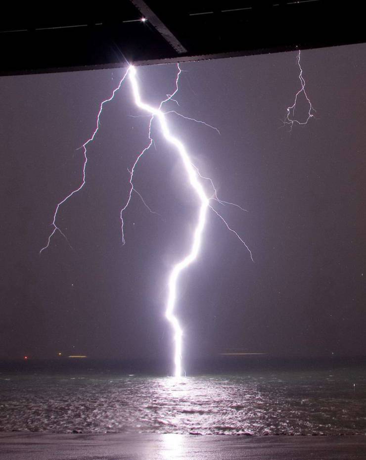 lightning bolt hits water