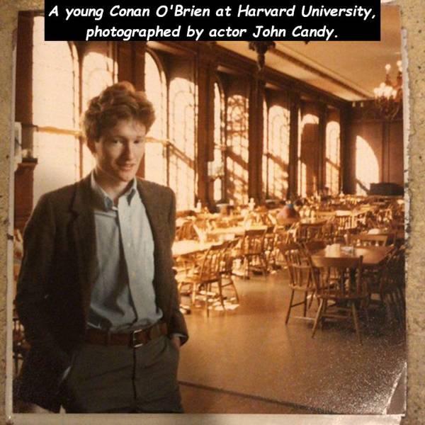 A young Conan O'Brien at Harvard University, photographed by actor John Candy.