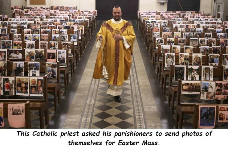 2 This Catholic priest asked his parishioners to send photos of themselves for Easter Mass.