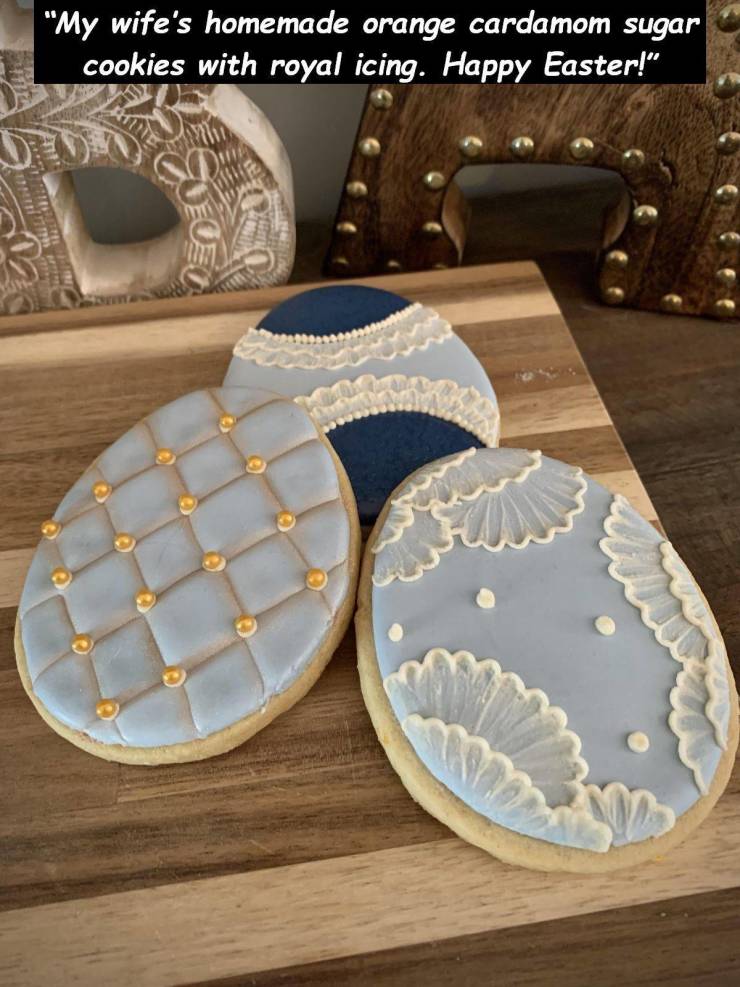 ceramic - "My wife's homemade orange cardamom sugar cookies with royal icing. Happy Easter!"