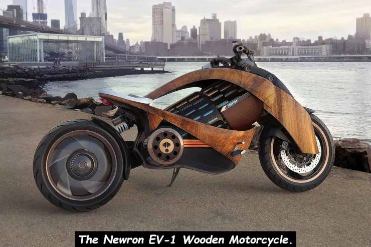 brooklyn bridge - The Newron Ev1 Wooden Motorcycle.