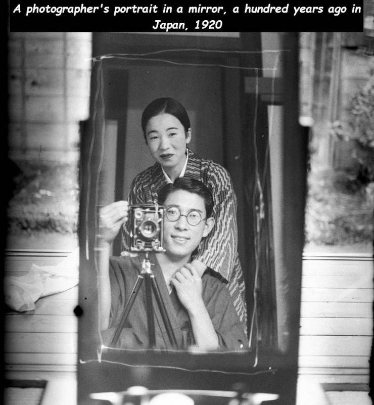 Photograph - A photographer's portrait in a mirror, a hundred years ago in Japan, 1920