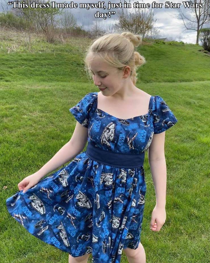 cobalt blue - This dress I made myself, just in time for Star Wars day!