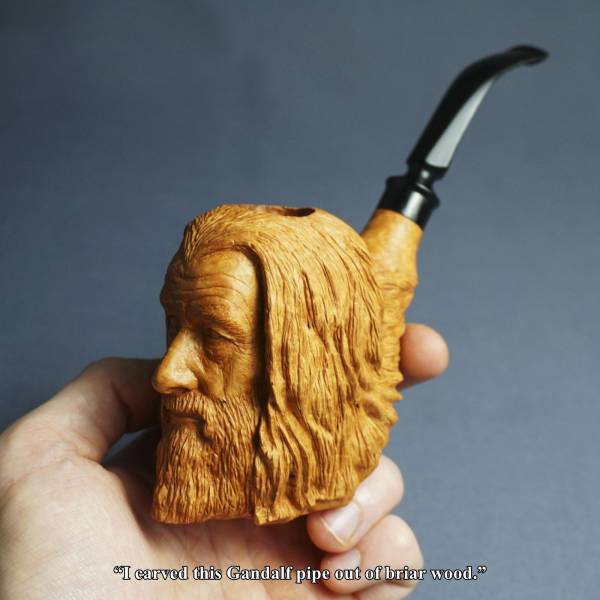 Tobacco pipe - "I carved this Gandalf pipe out of briar wood.