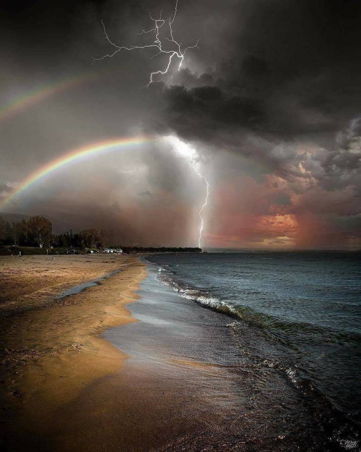 lightning storm rainbow