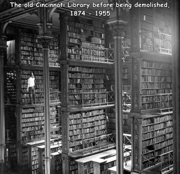 cincinnati library - The old Cincinnati Library before being demolished, 1874 1955 Rawatan Inn Zina Wm Ti