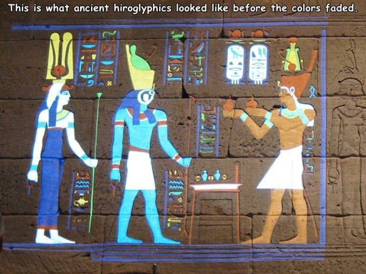 colored egyptian hieroglyphics - This is what ancient hiroglyphics looked before the colors faded.