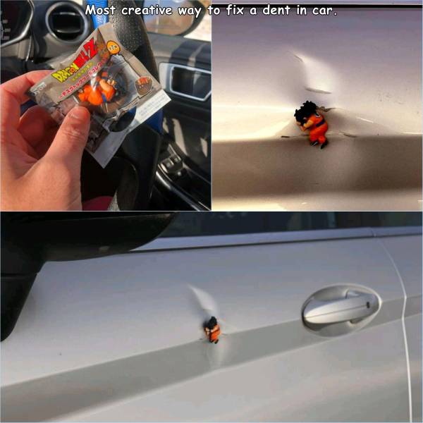 Most creative way to fix a dent in car. 21