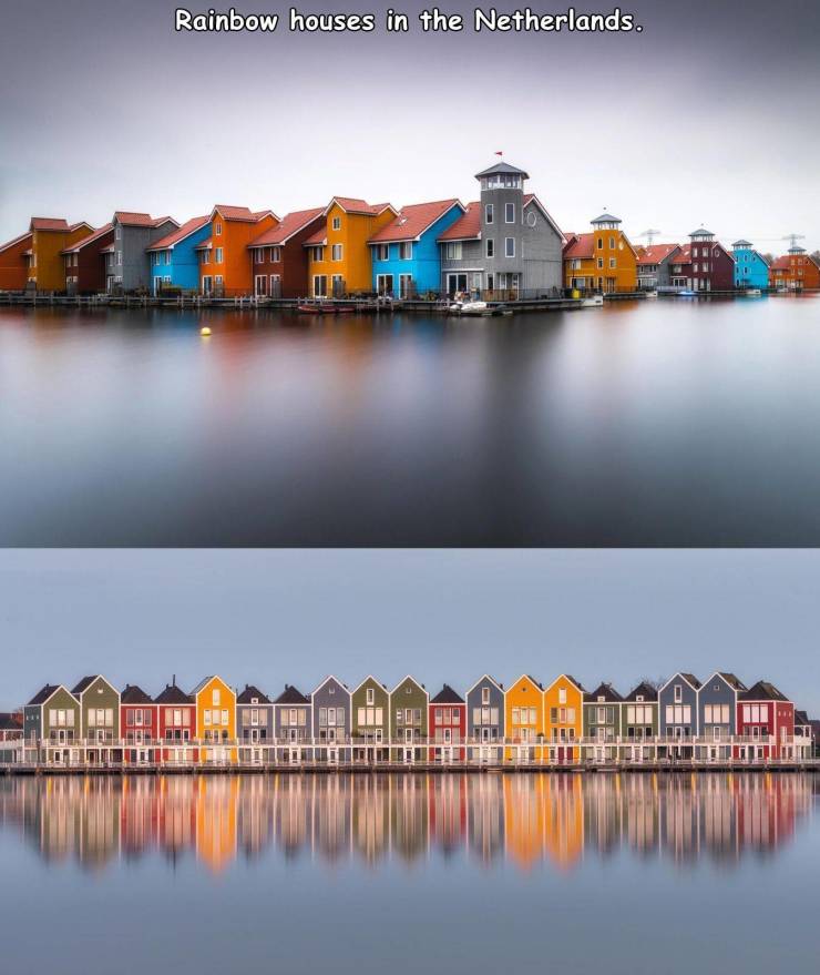 reflection - Rainbow houses in the Netherlands.