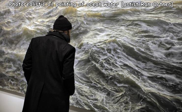 ran ortner - Photorealistic oil painting of ocean water artist Ran Ortner