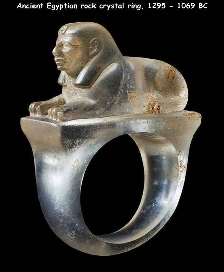 egyptian rock crystal sphinx ring - Ancient Egyptian rock crystal ring. 1295 1069 Bc