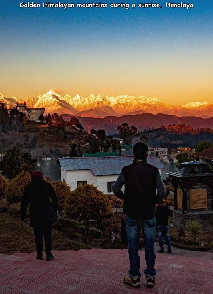 sky - Golden Himalayan mountains during a sunrise, Himalaya