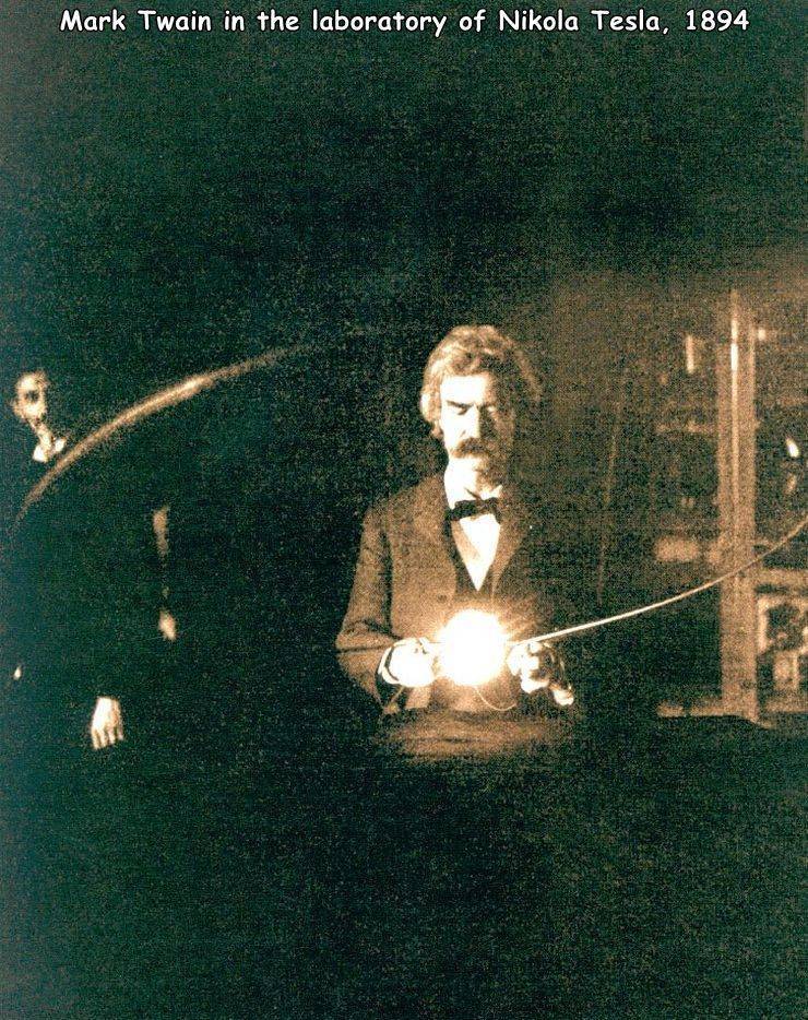 nikola tesla mark twain - Mark Twain in the laboratory of Nikola Tesla, 1894