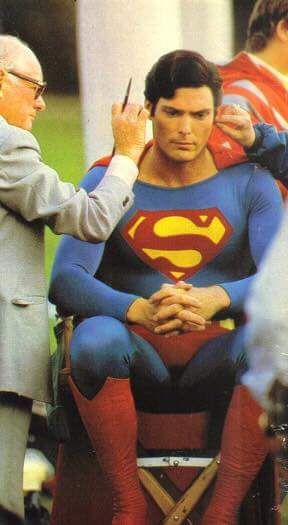 christopher reeve superman on set