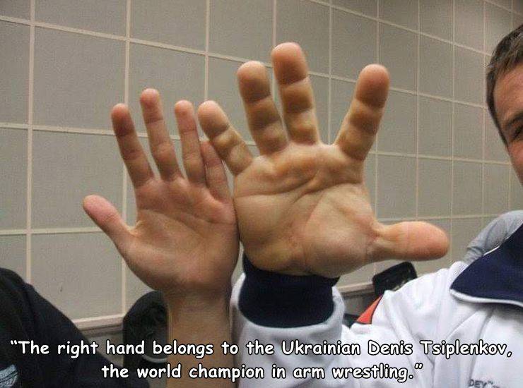 denis cyplenkov - "The right hand belongs to the Ukrainian Denis Tsiplenkov, the world champion in arm wrestling."