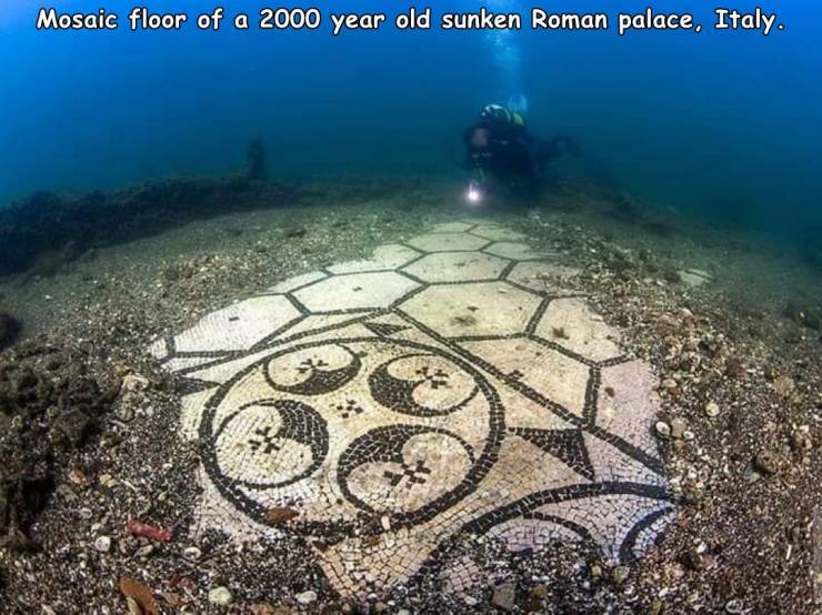 underwater mosaic italy - Mosaic floor of a 2000 year old sunken Roman palace, Italy.