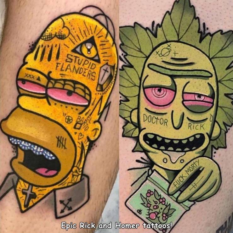 1772 Stupid Flanders Doctor U Rick Fuck Morty X Epic Rick and Homer tattoos!