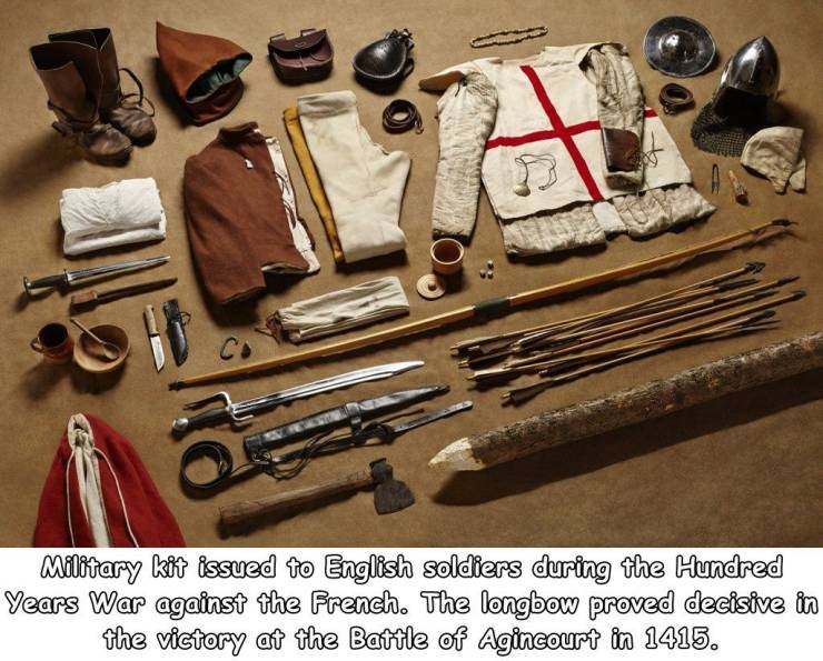 english longbowman gear - C Military kit issued to English soldiers during the Hundred Years War against the French. The longbow proved decisive in the victory at the Battle of Agincourt in 1415.