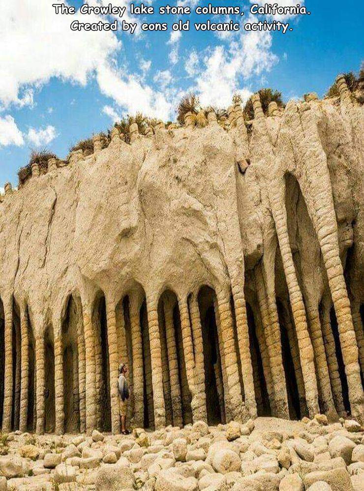 stone columns of crowley lake - The Crowley lake stone columns, California. Created by eons old volcanic activity.