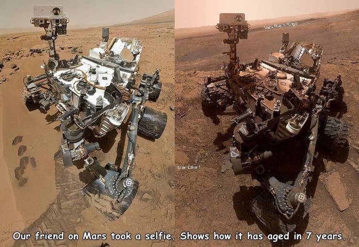 mars curiosity rover - Varrestre Ger Etive 1 Our friend on Mars took a selfie. Shows how it has aged in 7 years.