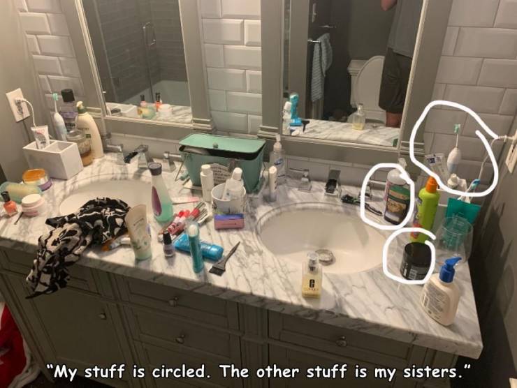 room - "My stuff is circled. The other stuff is my sisters."