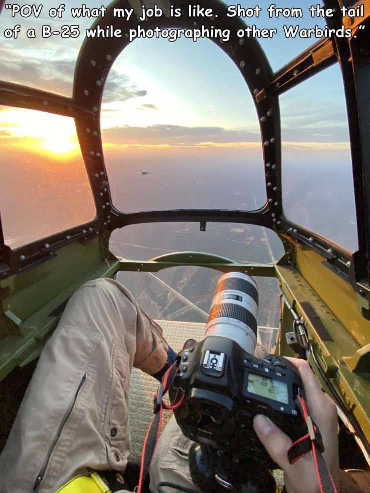 aviation - "Pov of what my job is . Shot from the tail of a B25 while photographing other Warbirds."